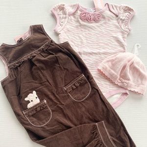 Gymboree Zebra baby overalls shirt too and beret hat 6 12 months NWT
